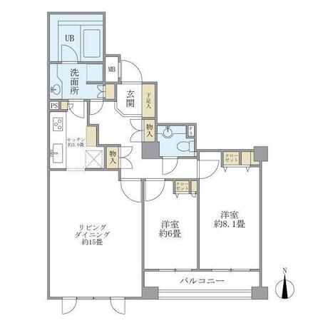 アパートメンツ東山 4階 2LDK 360,000円の間取図1-slider