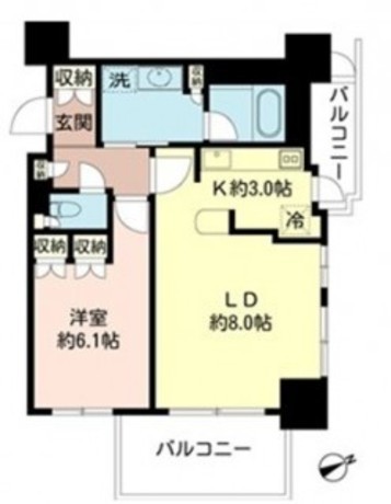 ファミール新宿グランスイートタワー 5階 1LDK 194,000円〜206,000円の写真1-slider