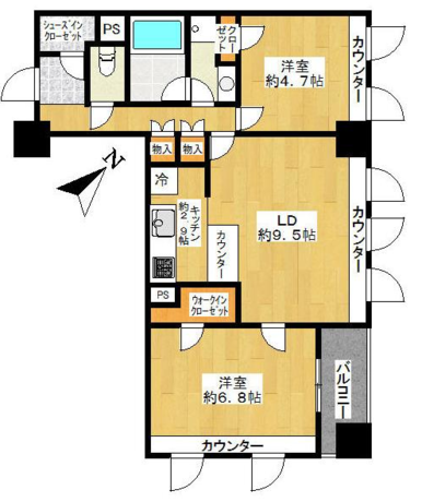 ファミール東銀座グランスイートタワー 10階 2LDK 223,100円〜236,900円の写真1-slider
