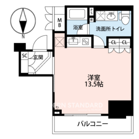 品川タワーフェイス 10階 1R 128,040円〜135,960円の間取図1-slider