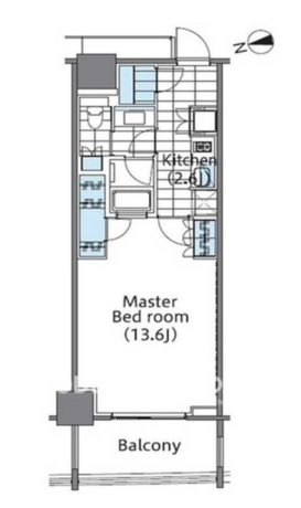 コンフォリア新宿イーストサイドタワー 13階 1K 268,690円〜285,310円の間取図1-slider