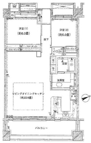 ベイサイドステージ東京 12階 2LDK 226,980円〜241,020円の間取図1-slider