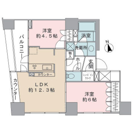 新宿山吹アインスタワー 6階 2LDK 182,360円〜193,640円の写真1-slider