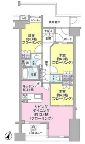 パークハウス新宿若松町 5階 3LDK 242,500円〜257,500円の写真1-slider