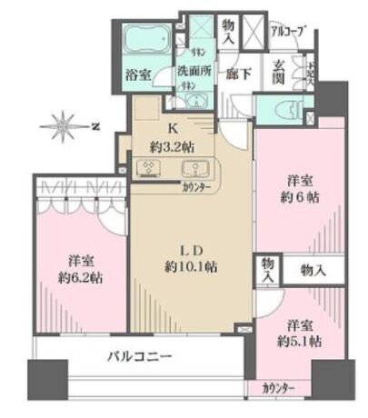 上野アインスタワー 11階 3LDK 232,800円〜247,200円の写真1-slider