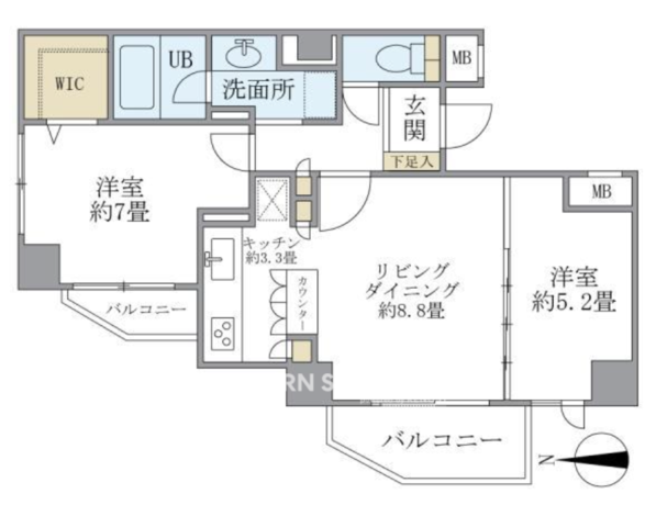 アパートメンツ東山 2階 2LDK 250,000円の間取図1-slider