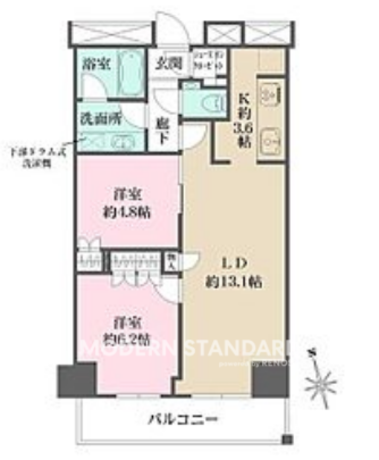 ザ・パークハウス新宿タワー 5階 2LDK 252,200円〜267,800円の間取図1-slider