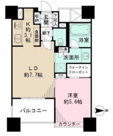 新宿山吹アインスタワー 3階 1LDK 160,050円〜169,950円の写真1-slider