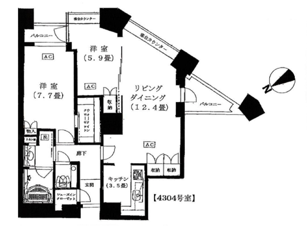 中目黒アトラスタワー 43階 2LDK 407,400円〜432,600円の写真1-slider