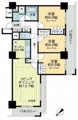 ファミール月島グランスイートタワー 21階 3LDK 261,900円〜278,100円の写真1-slider