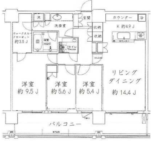 パークタワー品川ベイワード 16階 3LDK 380,000円の配置図1-slider