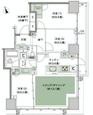 東京ベイシティタワー 3階 3LDK 242,500円〜257,500円の写真1-slider