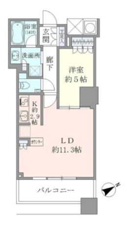 ザ・パークハウス西新宿タワー60 29階 1LDK 255,000円の間取図1-slider