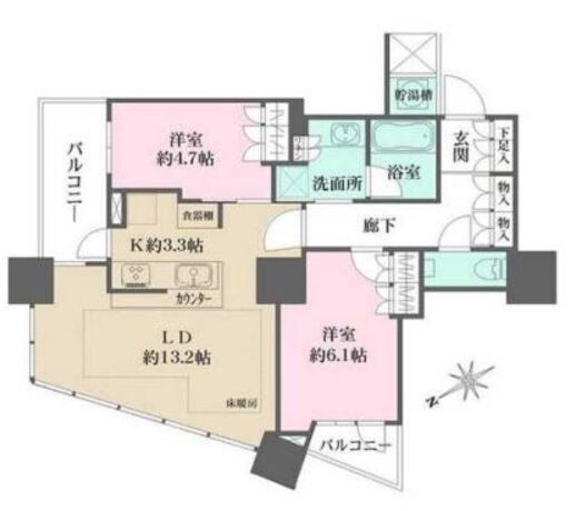 ザ・パークハウス西新宿タワー60 5階 2LDK 281,300円〜298,700円の写真1-slider