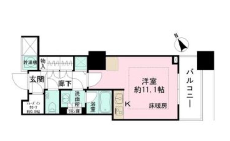 ザ・パークハウス西新宿タワー60 5階 1R 157,140円〜166,860円の間取図1-slider