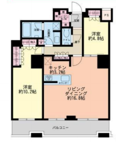 ザ・パークハウス西新宿タワー60 21階 2LDK 388,000円〜412,000円の写真1-slider