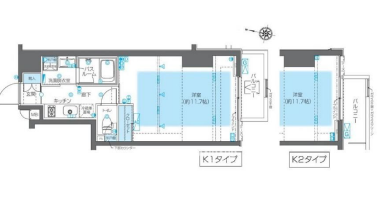 ズーム神宮前 5階 1K 173,630円〜184,370円の間取図1-slider