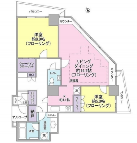 セントラルレジデンス新宿シティタワー 25階 2LDK 320,100円〜339,900円の写真1-slider