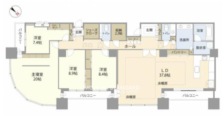東京ツインパークス　ライトウィング 47階 4LDK 2,231,000円〜2,369,000円の間取図1-slider
