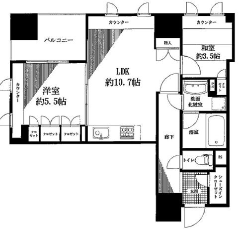 ファミール東銀座グランスイートタワー 6階 2LDK 189,150円〜200,850円の写真1-slider