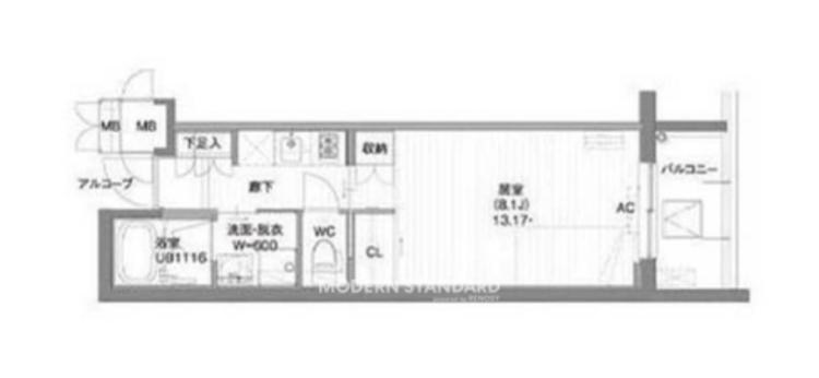 ガーデン東新宿 5階 1K 113,490円〜120,510円の配置図1-slider