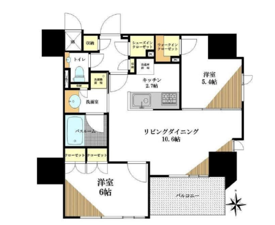 ジオ西新宿ツインレジデンス　ウエスト棟 6階 2LDK 242,500円〜257,500円の写真1-slider