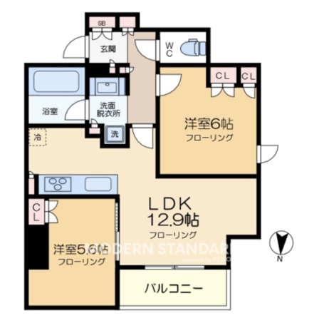 宮益坂ビルディング ザ・渋谷レジデンス 11階 2LDK 450,000円の間取図1-slider