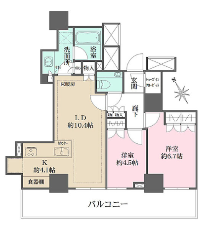 ザ・パークハウス三田ガーデン レジデンス＆タワー　タワー棟 18階 2LDK 345,000円の写真1-slider