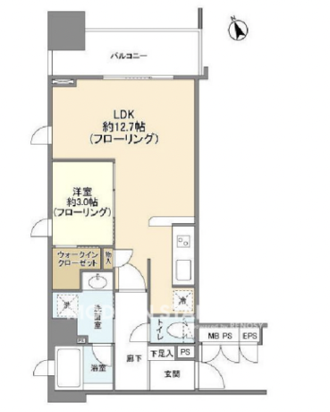 パラッシオ目黒不動前 5階 1LDK 144,530円〜153,470円の間取図1-slider