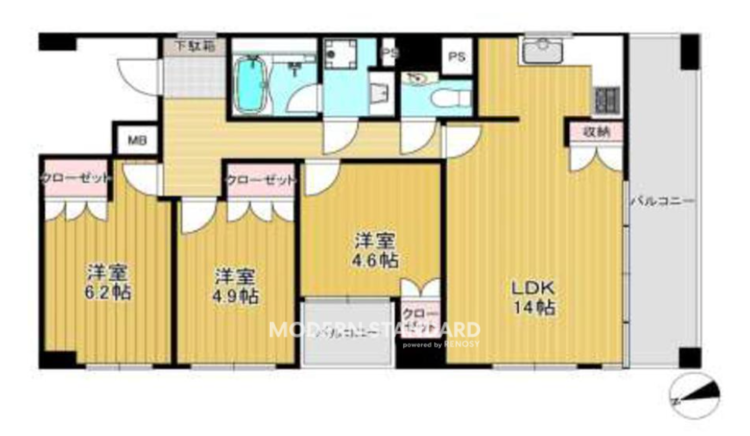 ファミール新宿グランスイートタワー 7階 3LDK 370,000円の間取図1-slider
