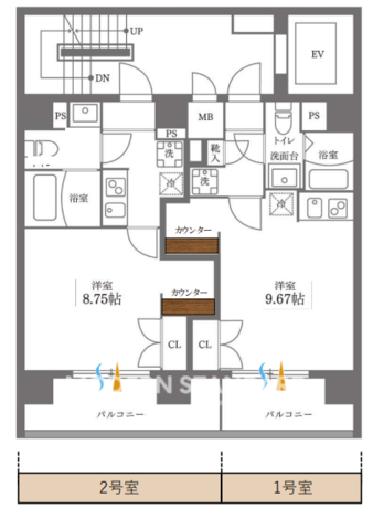 プラティーク日本橋水天宮 4階 1K 110,095円〜116,905円の間取図1-slider