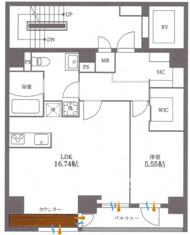 プラティーク日本橋水天宮 10階 1LDK 270,000円の間取図1-slider