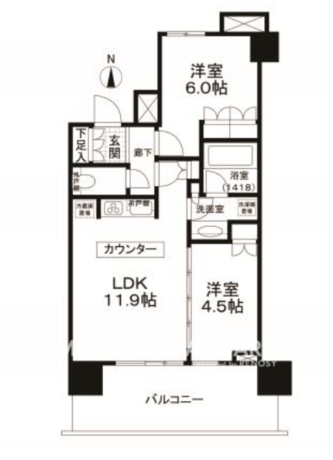 浅草タワー 13階 2LDK 218,250円〜231,750円の間取図1-slider