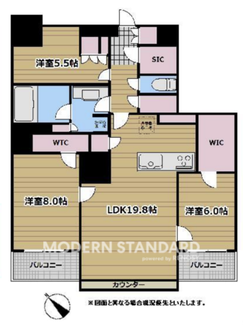 THE TOKYO TOWERS MID TOWER 43階 3LDK 395,000円の間取図1-slider
