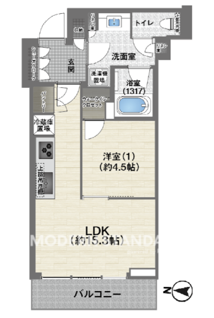 パークコート渋谷ザ・タワー 10階 1LDK 335,000円の間取図1-slider