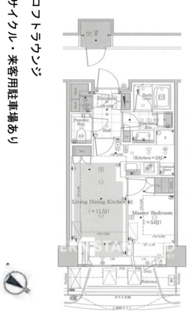 パークコート神宮北参道ザタワー 7階 1LDK 320,000円の間取図1-slider