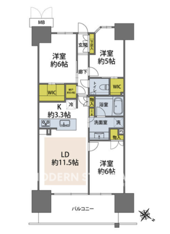 プレミスト有明ガーデンズ 14階 3LDK 289,000円の間取図1-slider