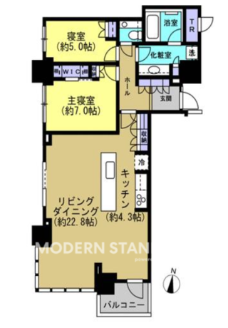 パークタワー西新宿 20階 2LDK 2億4,800万円の間取図1-slider
