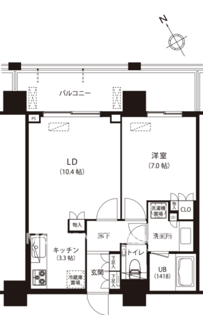 シティタワー新宿 18階 1LDK 1億3,540万円の間取図1-slider
