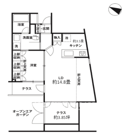 ディークラディア神宮外苑ハイヴァリー B1階 1LDK 9,980万円の間取図1-slider